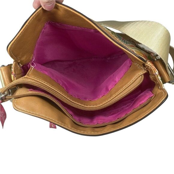 LILY BLOOM Floral Flower Burst Print CROSSBODY Purse Shoulder Bag Pink Green - Picture 6 of 6